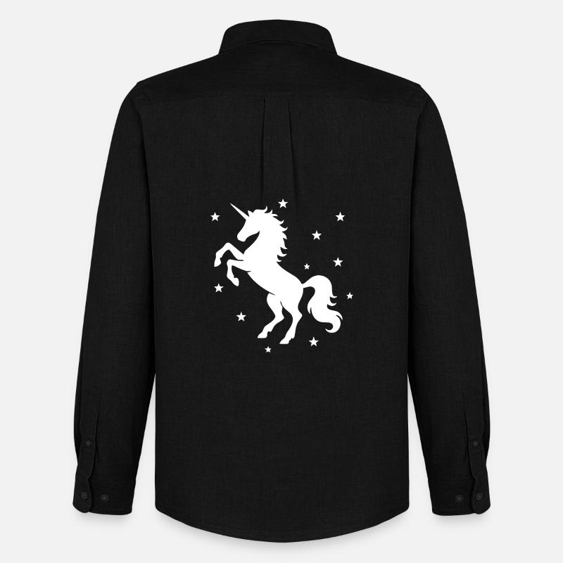 Mystisches Einhorn Nachthimmel Design - Männer Oxford Hemd von Stanley/Stella - Schwarz