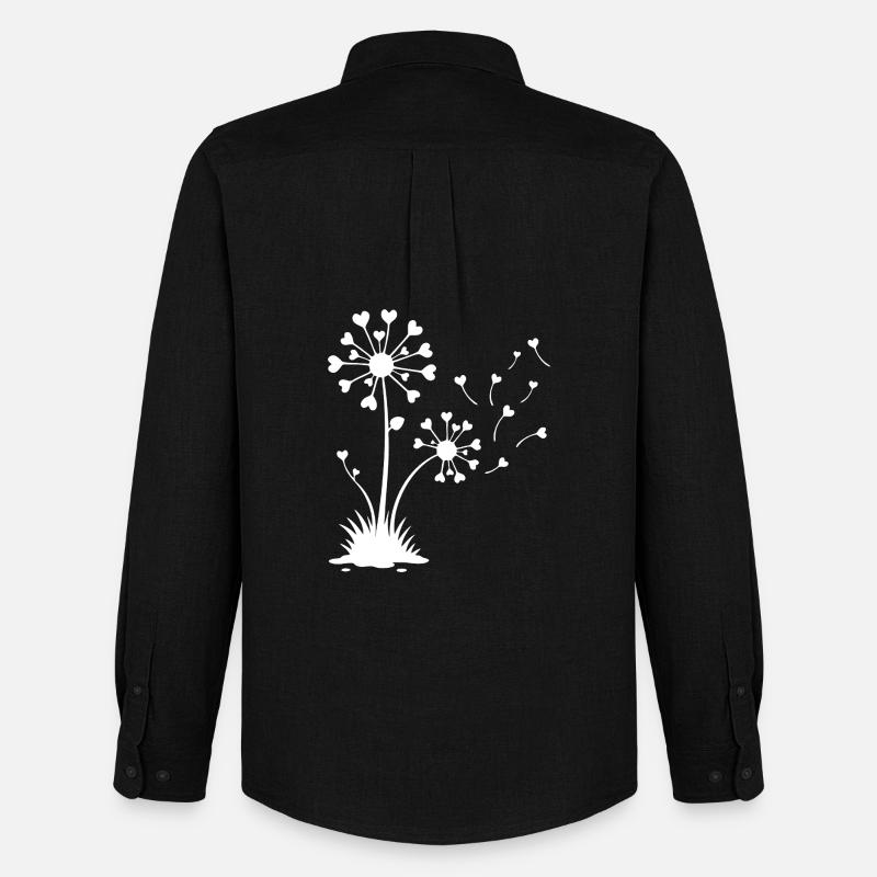 Minimalistisches Löwenzahn-Blumendesign - Männer Oxford Hemd von Stanley/Stella - Schwarz