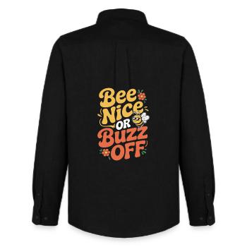 Bienen Imker Bee Nice Or Buzz Off Bienenzüchter - Männer Oxford Hemd von Stanley/Stella - Schwarz - Hinten - AI Model Male 185 dark (185cm)