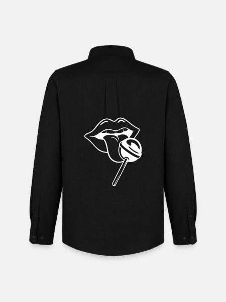 Playful Lollipop Lip Illustration - Men's Oxford Shirt by Stanley/Stella - black
