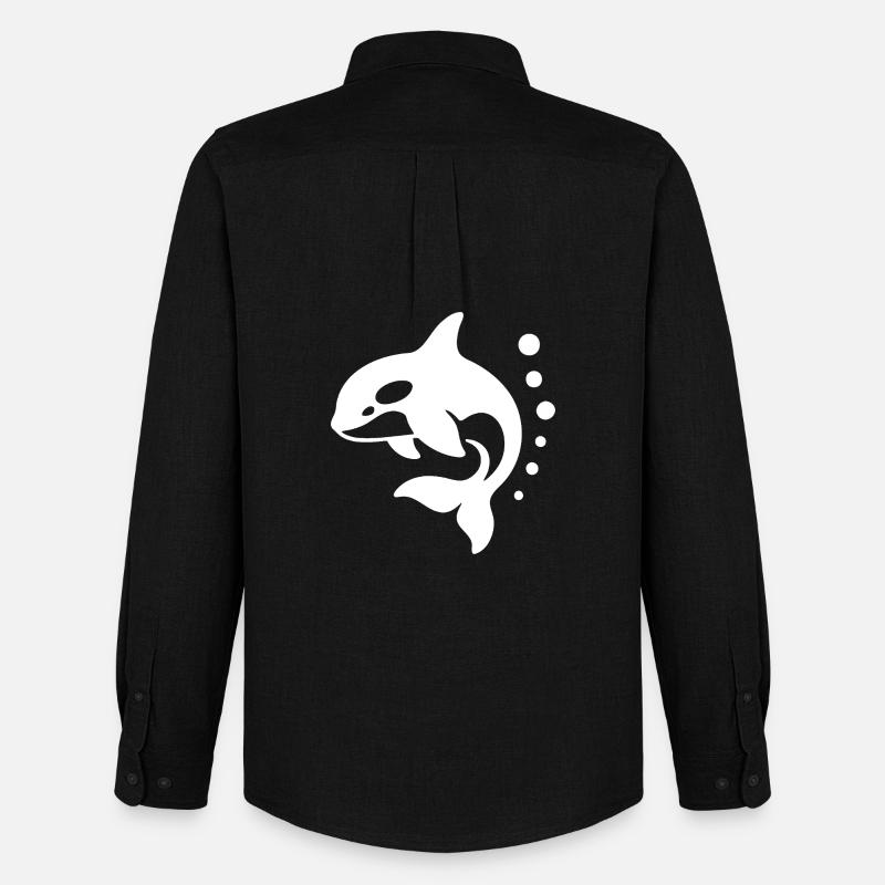 Minimalistisches Delfin-Silhouetten-Design - Männer Oxford Hemd von Stanley/Stella - Schwarz