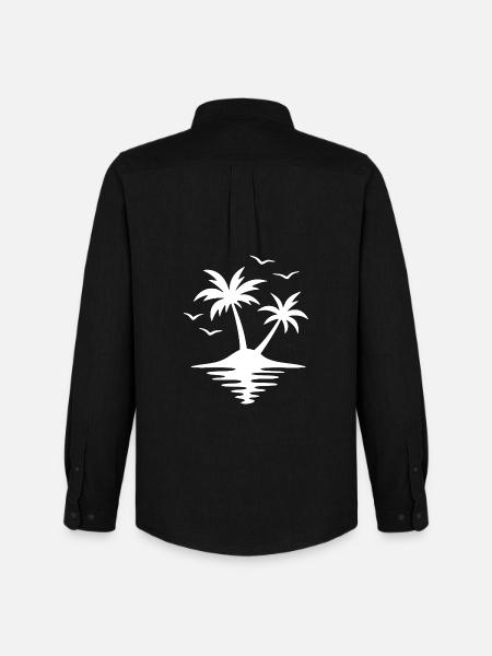 Tropical Sunset Palm Silhouette - Men's Oxford Shirt by Stanley/Stella - black