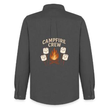 Campfire Crew - Marshmallow Lagerfeuer Gruppe - Männer Oxford Hemd von Stanley/Stella - Anthrazit - Hinten - AI Model Male 185 dark (185cm)