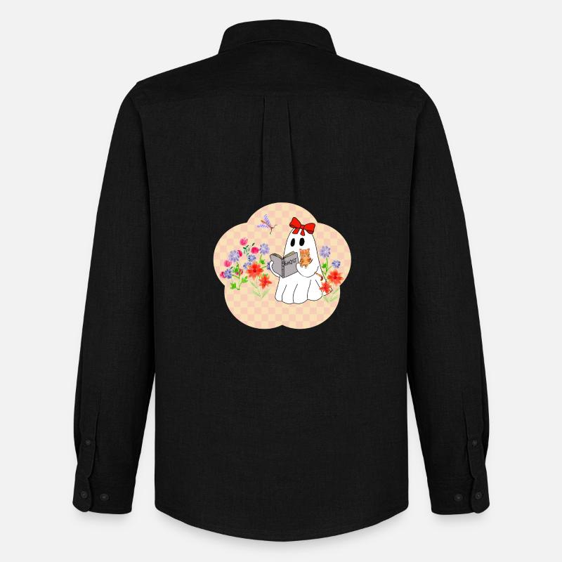 Lese Geist mit Katze - Männer Oxford Hemd von Stanley/Stella - Schwarz