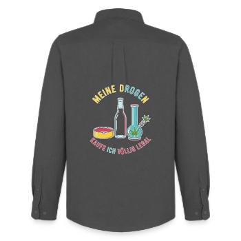 Meine Drogen – Völlig Legal ! - Männer Oxford Hemd von Stanley/Stella - Anthrazit - Hinten - AI Model Male 185 dark (185cm)