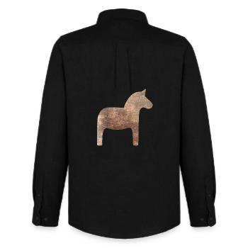 Dala Horse Wood Sweden Traditional Scandinavian - Men's Oxford Shirt by Stanley/Stella - black - Back - AI Model Male 185 dark (185cm)