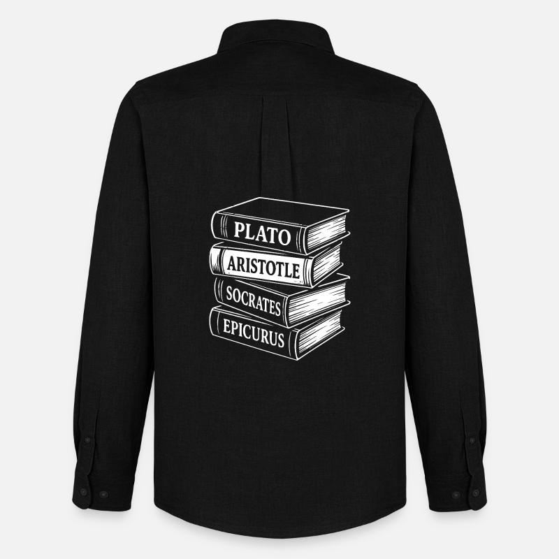 Classical Philosophers Book Stack Design - Men's Oxford Shirt by Stanley/Stella - black
