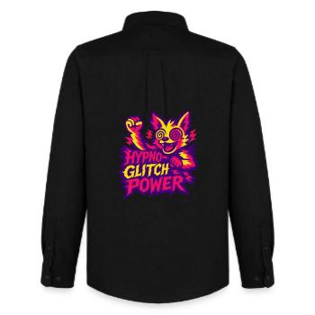 Hypno Glitch Power! - Männer Oxford Hemd von Stanley/Stella - Schwarz - Hinten - AI Model Male 185 dark (185cm)