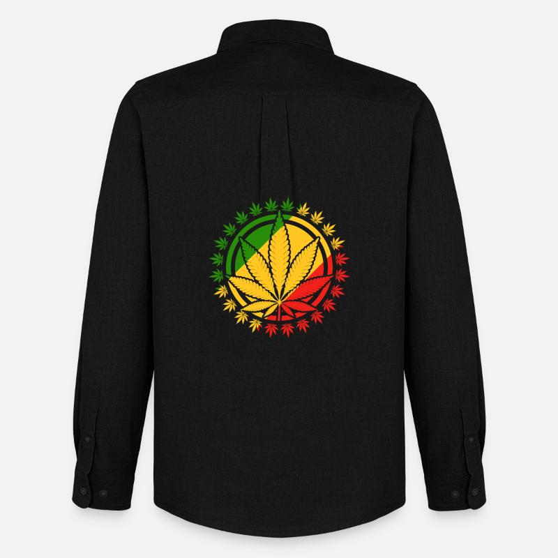 Rasta-inspiriertes Cannabisblatt-Design - Männer Oxford Hemd von Stanley/Stella - Schwarz