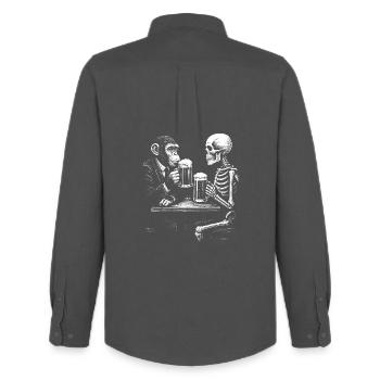 Humorvoller Skelett- und Affenbier-Toast - Männer Oxford Hemd von Stanley/Stella - Anthrazit - Hinten - AI Model Male 185 dark (185cm)