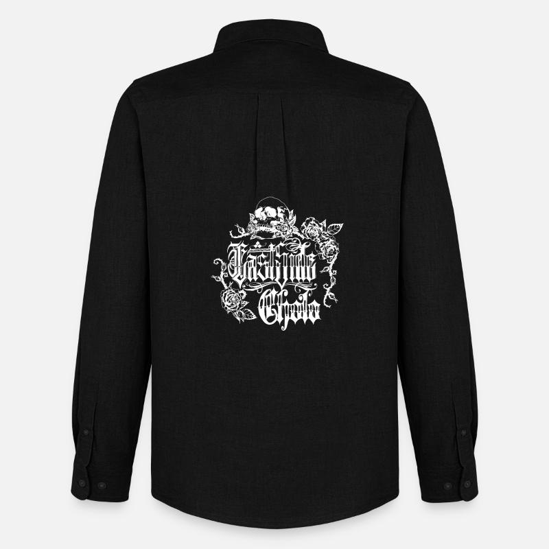 Skull Rose Gothic Design - Männer Oxford Hemd von Stanley/Stella - Schwarz