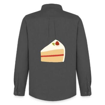 Strawberry Cream Pie Illustration - Men's Oxford Shirt by Stanley/Stella - anthracite - Back - AI Model Male 185 dark (185cm)