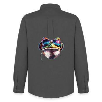 Grenouille Petit Crapaud Grenouille Grenouille Prince Grenouilles - Chemise Oxford homme Stanley/Stella - charbon - Dos - AI Model Male 185 dark (185cm)