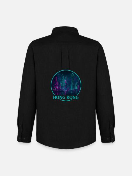 Hong Kong Souvenir Cyberpunk - Men's Oxford Shirt by Stanley/Stella - black
