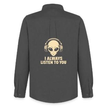 extraterrestre avec des écouteurs - Chemise Oxford homme Stanley/Stella - charbon - Dos - AI Model Male 185 dark (185cm)