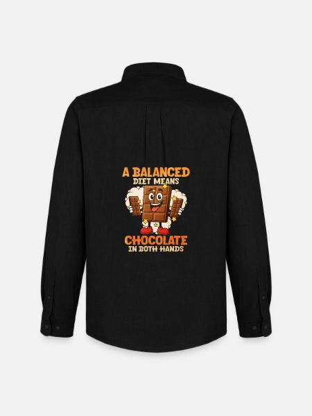 Balanced chocolate motif with comic character - Men's Oxford Shirt by Stanley/Stella - black