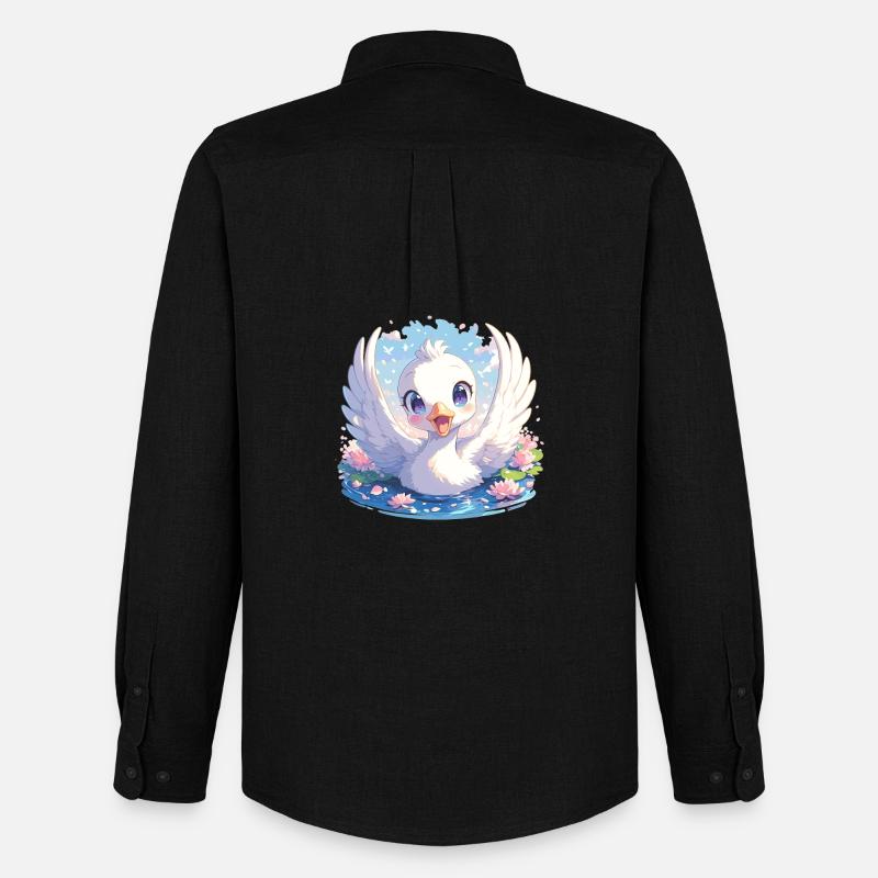 Schwäne Schwan - Männer Oxford Hemd von Stanley/Stella - Schwarz