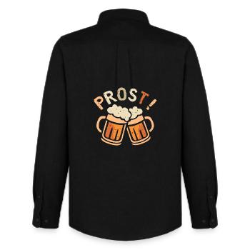 Prost Bierkrug Cheers Design - Männer Oxford Hemd von Stanley/Stella - Schwarz - Hinten - AI Model Male 185 dark (185cm)