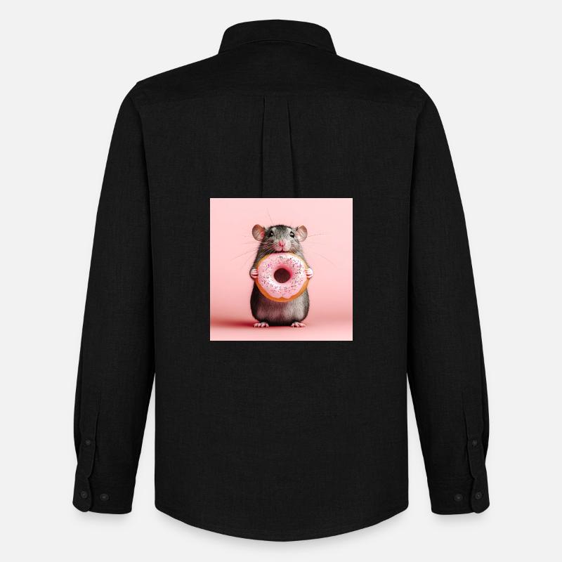Süße Maus mit buntem Donut - Männer Oxford Hemd von Stanley/Stella - Schwarz