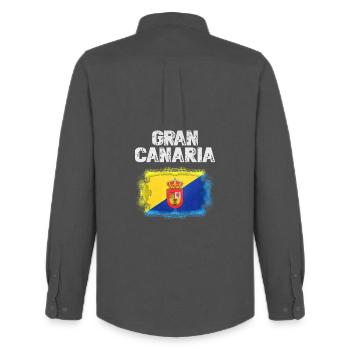 Gran Canaria Flag Design - Men's Oxford Shirt by Stanley/Stella - anthracite - Back - AI Model Male 185 dark (185cm)