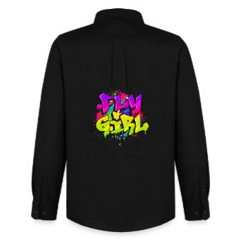 Fly Girl Old School Hip Hop Tribute 80er 90er Jahre Stil - Männer Oxford Hemd von Stanley/Stella - Schwarz - Hinten - AI Model Male 185 dark (185cm)