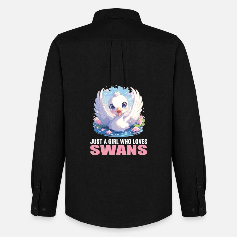 Schwäne Schwan - Männer Oxford Hemd von Stanley/Stella - Schwarz