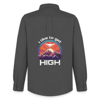 I like to get high drone pilot - Men's Oxford Shirt by Stanley/Stella - anthracite - Back - AI Model Male 185 dark (185cm)