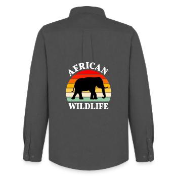 Elephant Africa Safari Wilderness Serengeti - Men's Oxford Shirt by Stanley/Stella - anthracite - Back - AI Model Male 185 dark (185cm)