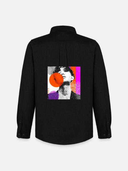 Wraparound Abstract Pop Art Portrait - Men's Oxford Shirt by Stanley/Stella - black