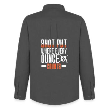 Shot Put Shot Put Shot Putter - Men's Oxford Shirt by Stanley/Stella - anthracite - Back - AI Model Male 185 dark (185cm)