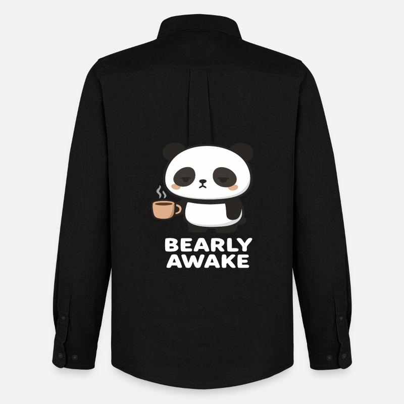 Panda - Bearly awake - Männer Oxford Hemd von Stanley/Stella - Schwarz