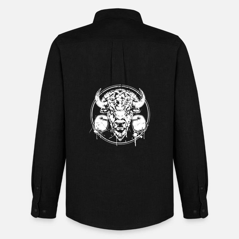 Bison Boxer Boxen MMA - Männer Oxford Hemd von Stanley/Stella - Schwarz