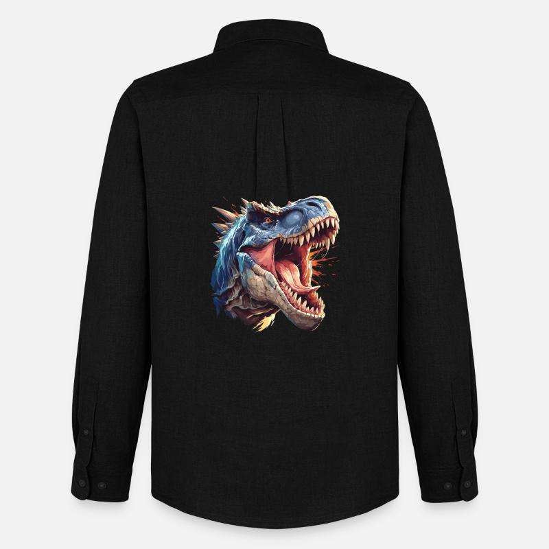 Dino Saurier Dinosaurier - Männer Oxford Hemd von Stanley/Stella - Schwarz