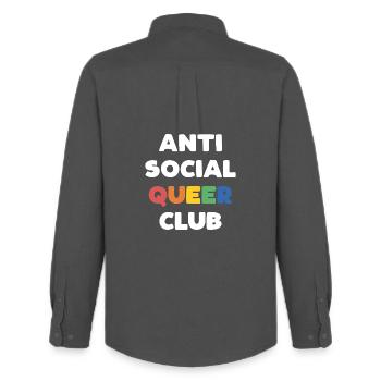 LGBTQ - Anti Social Queer Club - Men's Oxford Shirt by Stanley/Stella - anthracite - Back - AI Model Male 185 dark (185cm)