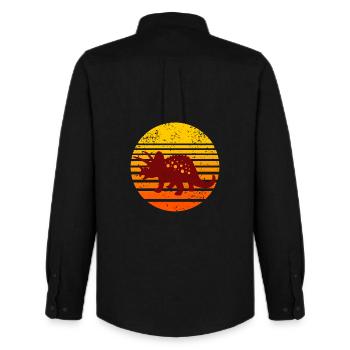 Dinosaurier Sonnenuntergang Motiv - Männer Oxford Hemd von Stanley/Stella - Schwarz - Hinten - AI Model Male 185 dark (185cm)