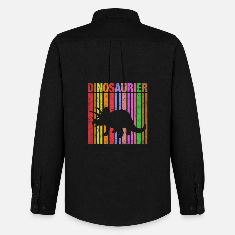 Dinosaurier Silhouette mit Farbdetails - Männer Oxford Hemd von Stanley/Stella - Schwarz