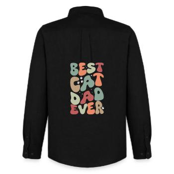 Best Cat Dad Ever Era funny cat - Men's Oxford Shirt by Stanley/Stella - black - Back - AI Model Male 185 dark (185cm)