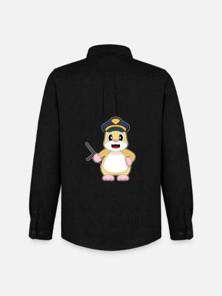 Hamster Policeman Baton Police - Men's Oxford Shirt by Stanley/Stella - black