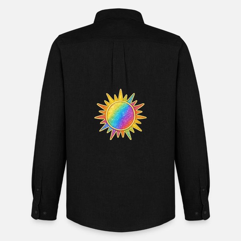 Lebendiges Regenbogen-Sunburst-Design - Männer Oxford Hemd von Stanley/Stella - Schwarz