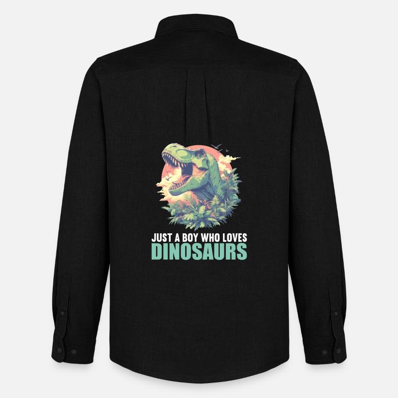 Dino Saurier Dinosaurier - Männer Oxford Hemd von Stanley/Stella - Schwarz
