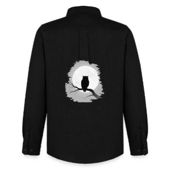Halloween Eule Vollmond Nacht Spooky Design - Männer Oxford Hemd von Stanley/Stella - Schwarz - Hinten - AI Model Male 185 dark (185cm)
