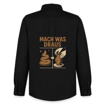 Pottery with excrement - Make something out of it - Men's Oxford Shirt by Stanley/Stella - black - Back - AI Model Male 185 dark (185cm)