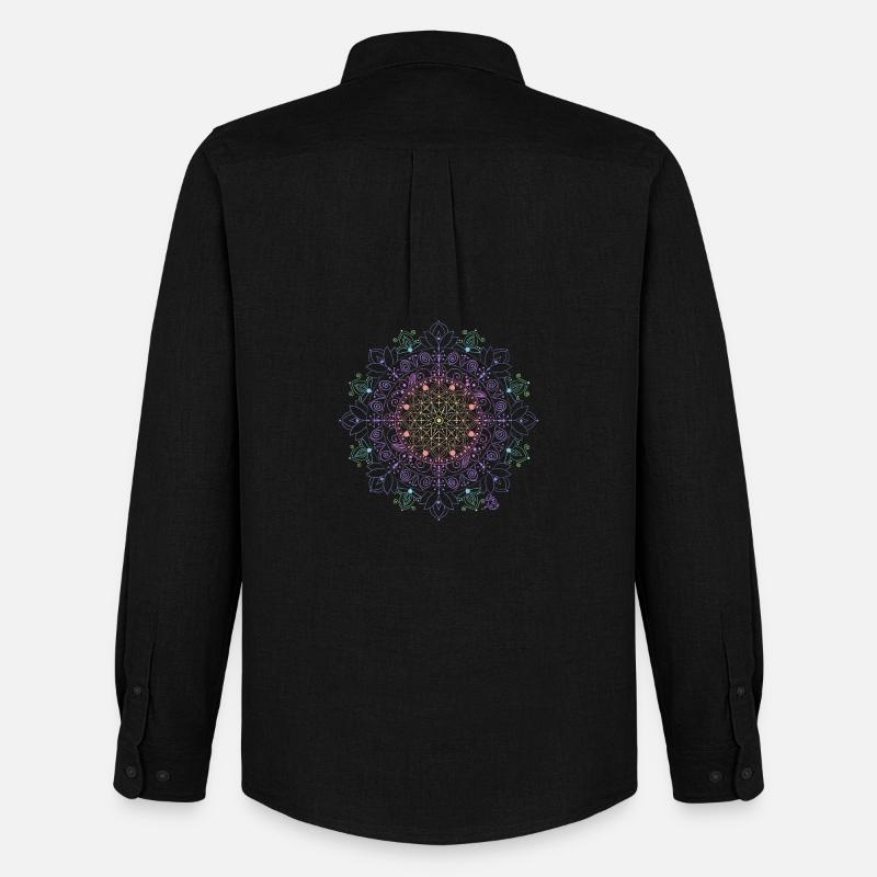 Leuchtendes Mandala Muster - Männer Oxford Hemd von Stanley/Stella - Schwarz