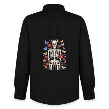 Skeleton Butterfly Florist Floral Halloween - Men's Oxford Shirt by Stanley/Stella - black - Back - AI Model Male 185 dark (185cm)