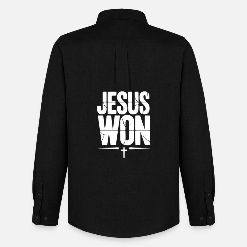Jesus hat gewonnen - Männer Oxford Hemd von Stanley/Stella - Schwarz