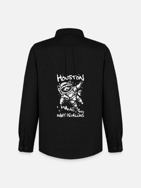 Houston I have so many problems Raccoon - Men's Oxford Shirt by Stanley/Stella - black