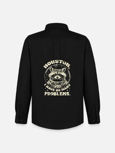 Raccoon Houston saying - Men's Oxford Shirt by Stanley/Stella - black