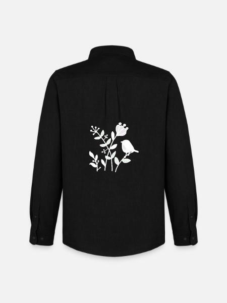 Natur_mit_Vogel_weiss - Stanley/Stella Camicia Oxford uomo - nero