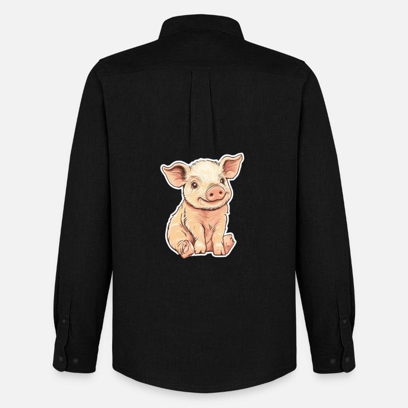 Schwein Ferkel - Männer Oxford Hemd von Stanley/Stella - Schwarz