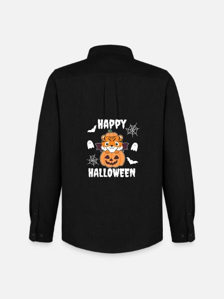Tiger Happy Halloween Pumpkin Bat Costume - Men's Oxford Shirt by Stanley/Stella - black